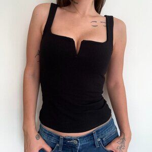 Fitted black ribbed tank top Reformation